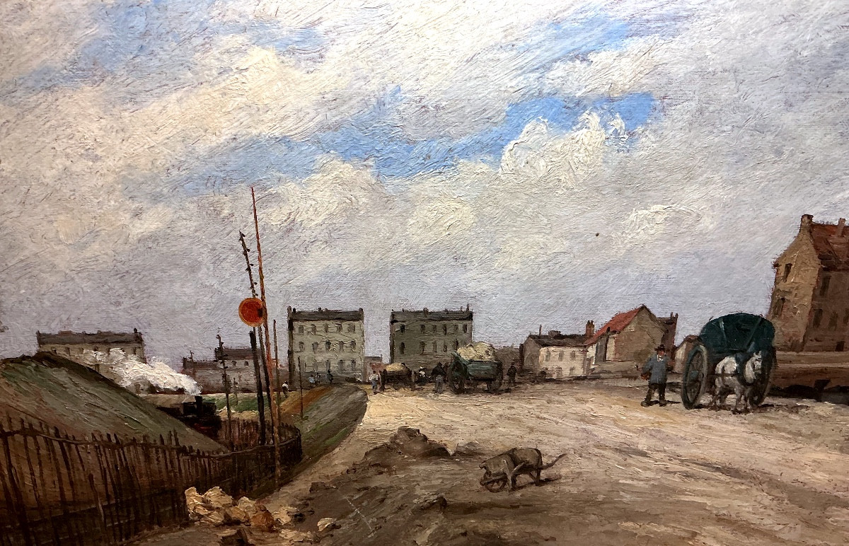 Painting By Paul Désiré Trouillebert (1831-1900): Construction Of The Paris Railroad-photo-4