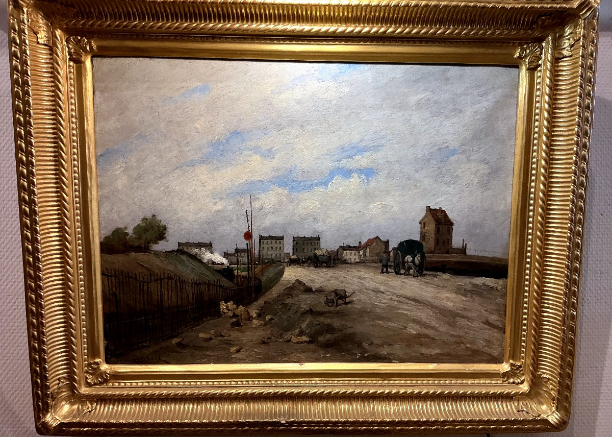 Painting By Paul Désiré Trouillebert (1831-1900): Construction Of The Paris Railroad