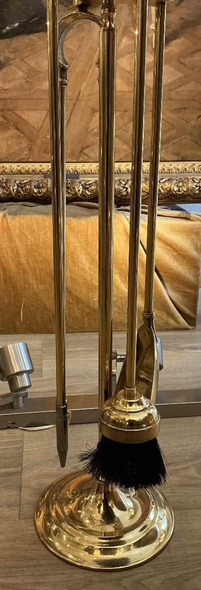 Nécessaire de cheminée art deco début 20 eme siècle en bronze doré -photo-2