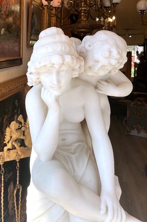 Carrara Marble Sculpture By Guglielmo Pugi (1850–1915): “the Revelation,” Signed On The Back -photo-4