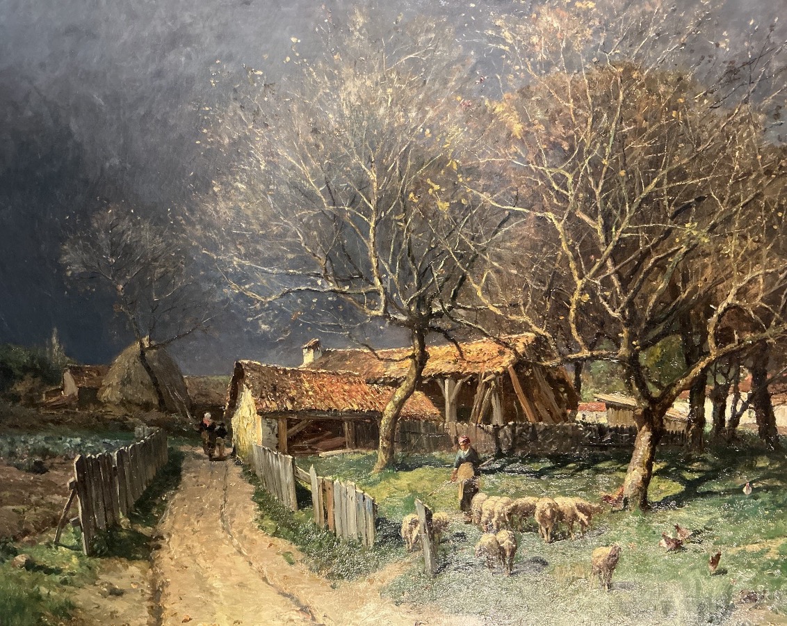 Tableau de Salon par Amédée BAUDIT(1!é(-1890):avant l orage à LACANAU 1883 -photo-3
