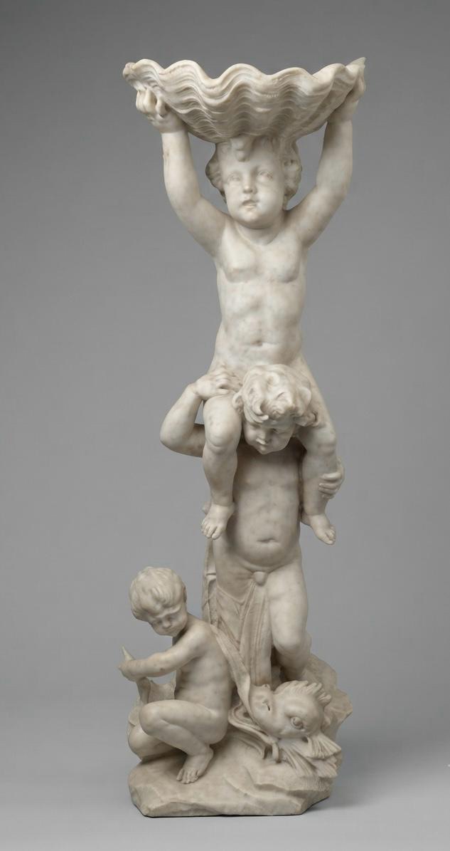 Large Allegorical Sculpture Depicting Three Cherubs, Made Of Marble, 19th Century-photo-2