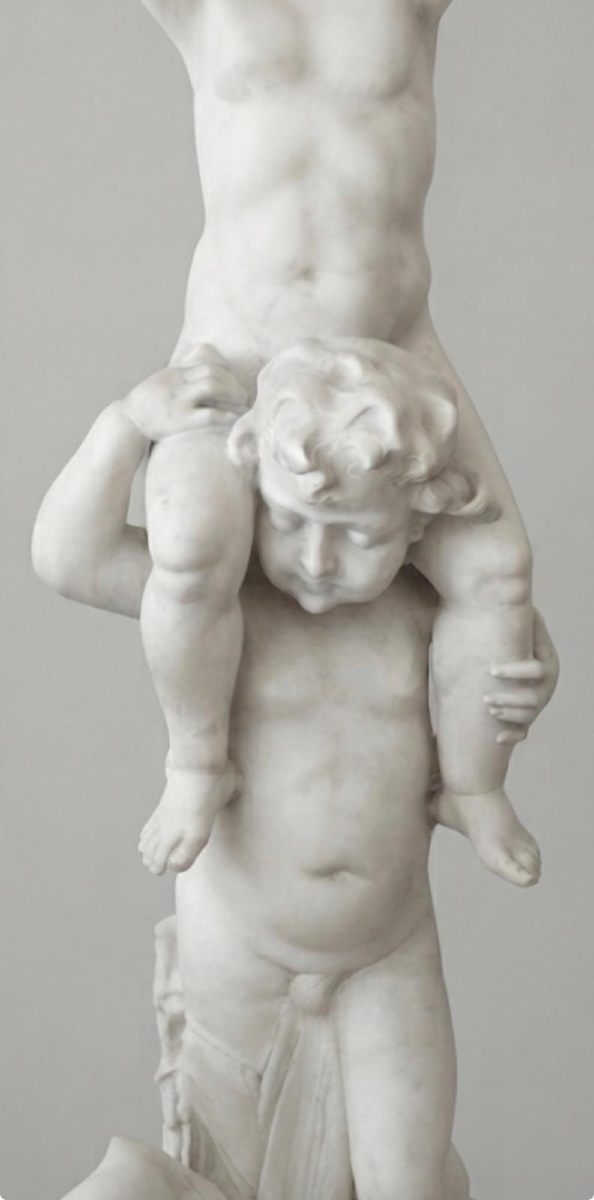 Large Allegorical Sculpture Depicting Three Cherubs, Made Of Marble, 19th Century-photo-1
