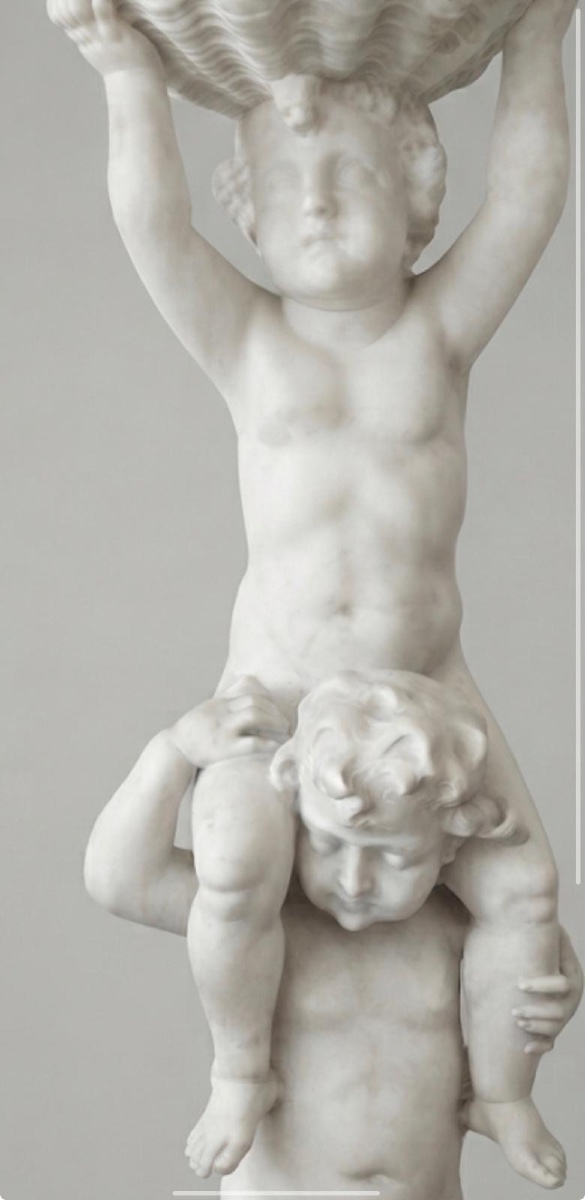 Large Allegorical Sculpture Depicting Three Cherubs, Made Of Marble, 19th Century-photo-2