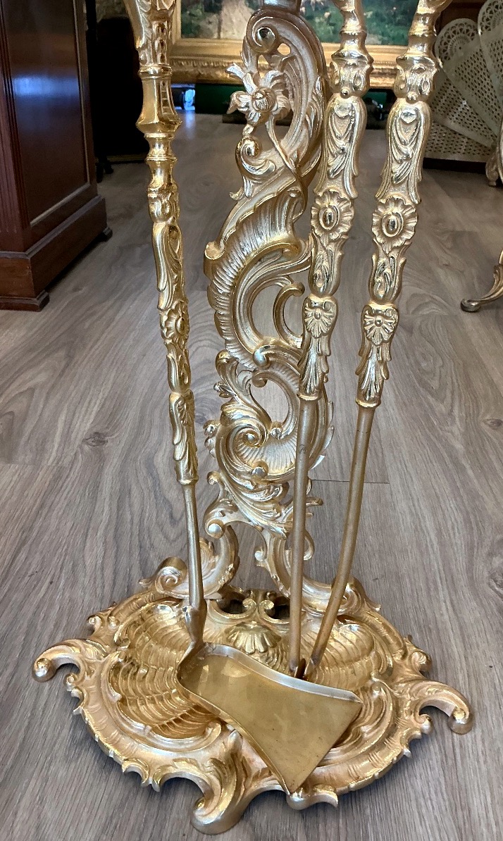 Nécessaire de cheminée Napoléon III 19 eme style Louis XV -photo-3