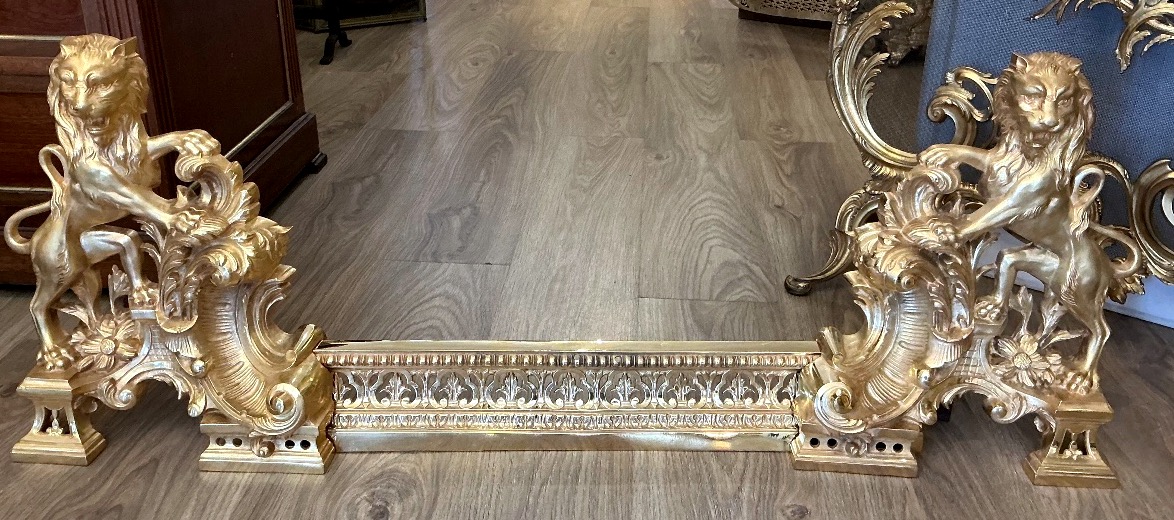 Large Pair Of 19th-century Androids And Bar With Lions In The Louis XV Style 
