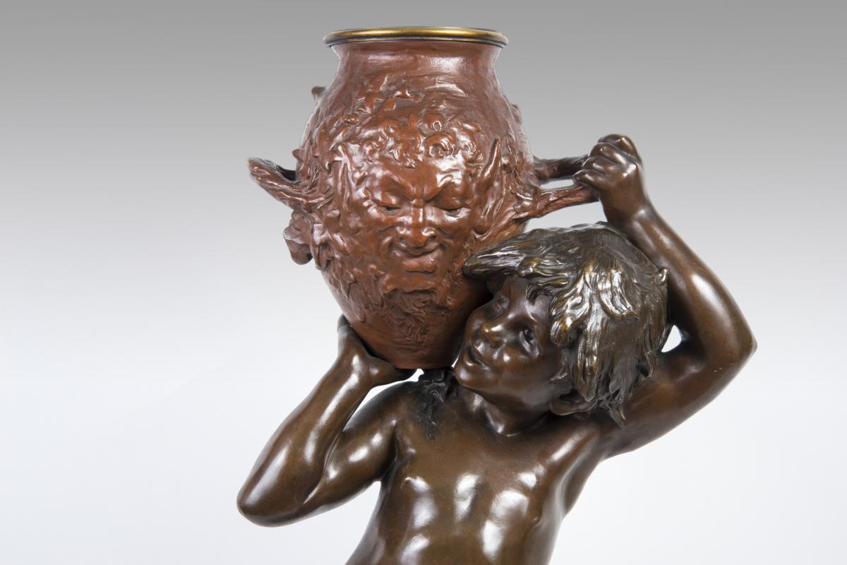 "the Child With The Jar" Bronze - Auguste Moreau-photo-2