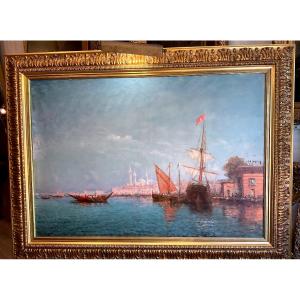 Painting By Alfred Godchaux, 19th Century, "the Bosphorus In Constantinople"