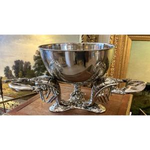 Champagne Seal In Silver-plated Metal With Lobster Decoration In The Artdeco Style Of The 20th Century