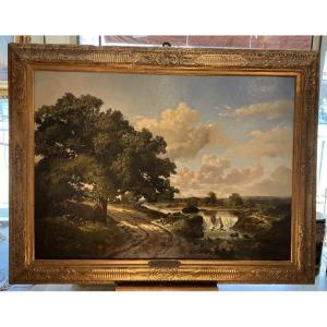 Grand tableau par Charles LEFEVRE (1810-?19 eme siècle ): paysage du Dauphiné
