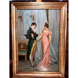 Tableau par Francesco PELUSO (1836-1916): les élégants coquins