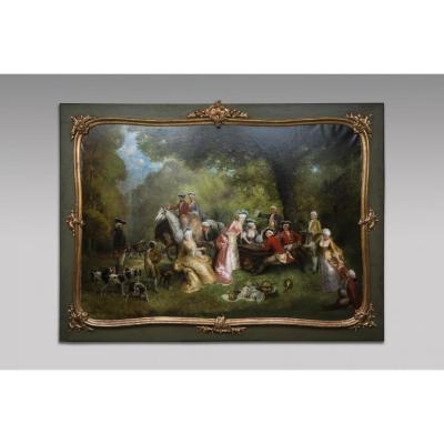  The Hunting Lunch  Oil On Original Canvas By Theodore Levigne