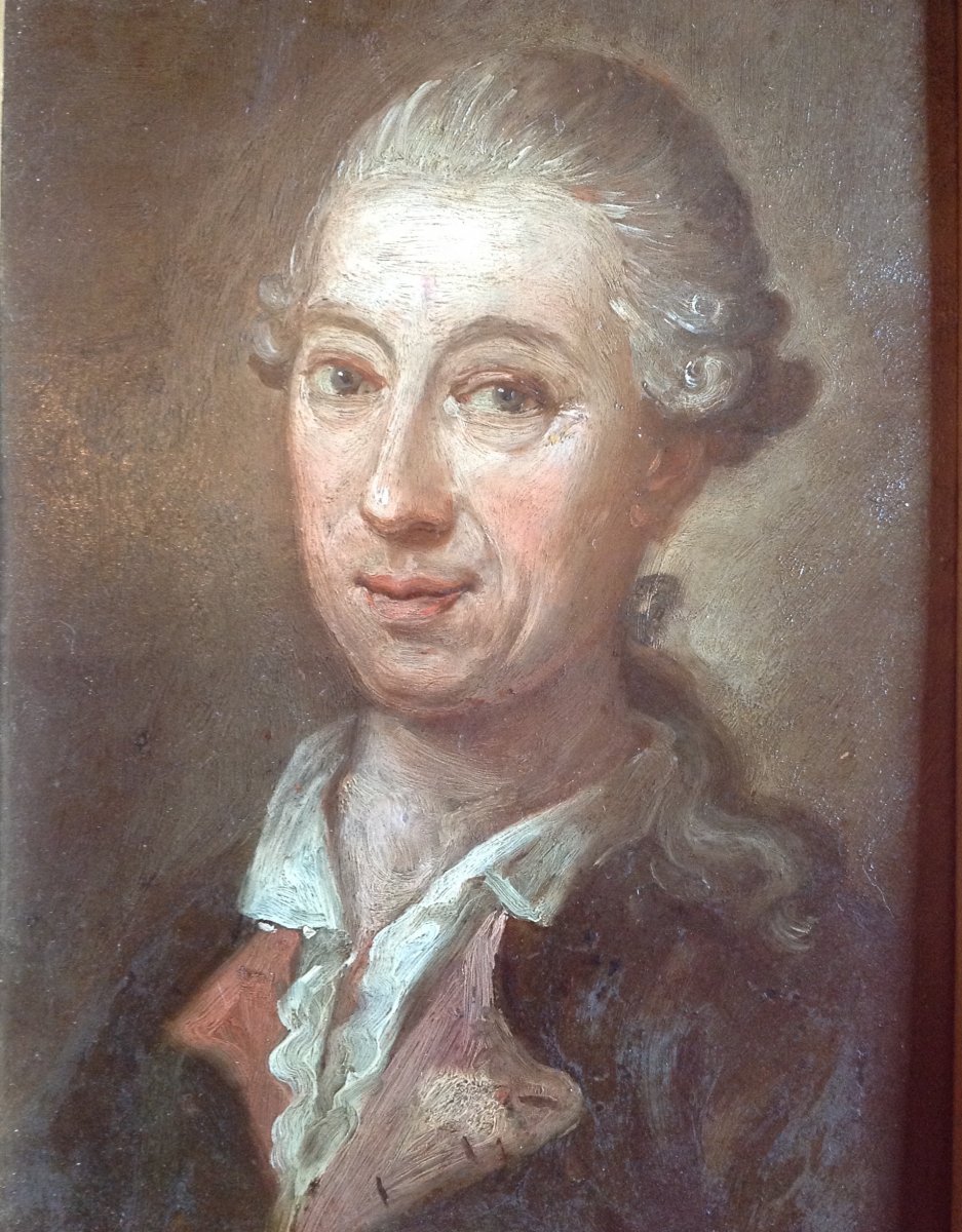 Portrait Of A Man, XVIIIth Century, Oil On Copper-photo-2