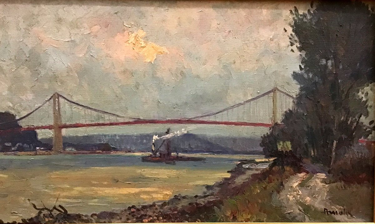 Albert Malet (1912-1986) Le Pont De Tancarville
