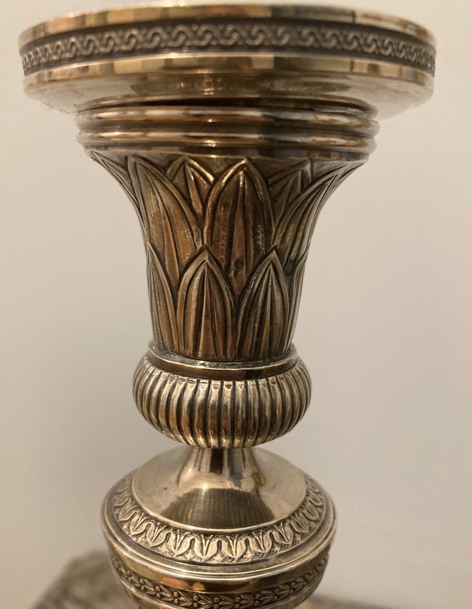 Paire de flambeaux en argent 950 o/oo Paris 1819-1838-photo-2