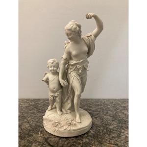 Venus And Love - Biscuit Porcelain Group - Circa 1900