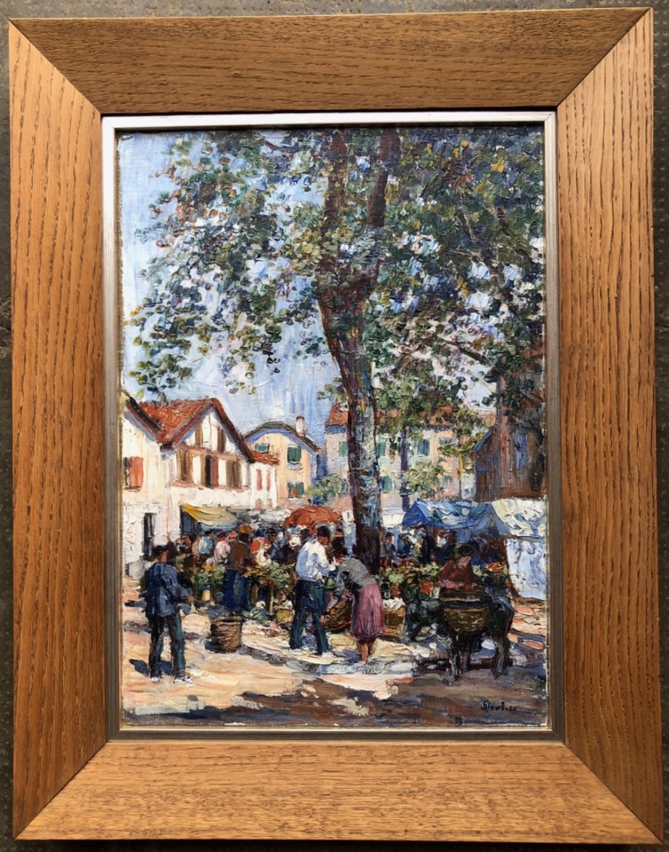 Louis Floutier - Scène De Marché à St-jean De Luz