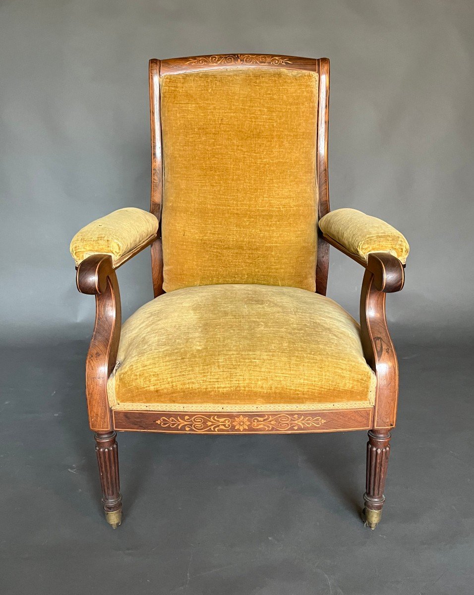 Charles X Period "voltaire" Armchair In Rosewood-photo-2