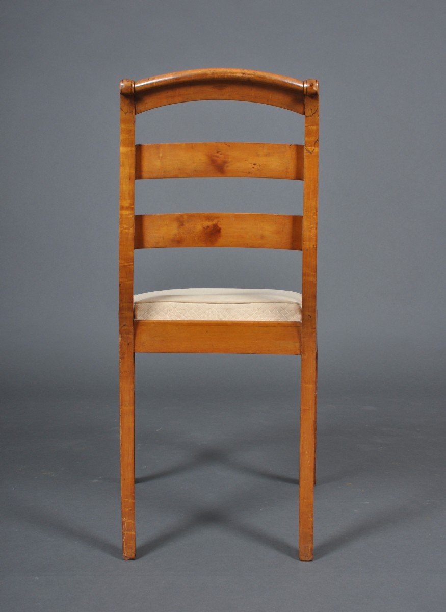Paire de chaises à barrettes d'époque Charles X en érable moucheté-photo-1