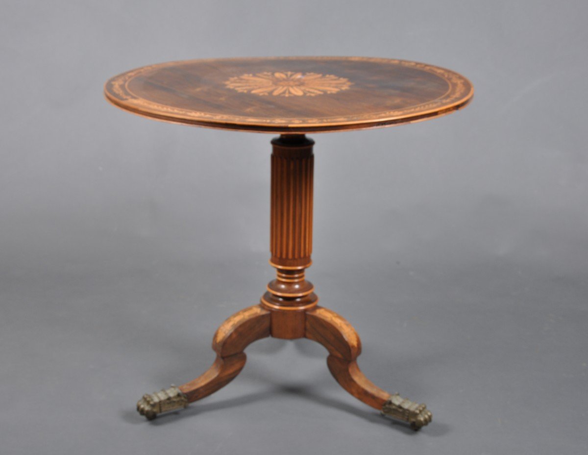 Charles X Period Target Pedestal Table In Rosewood, Attributed To Giroux