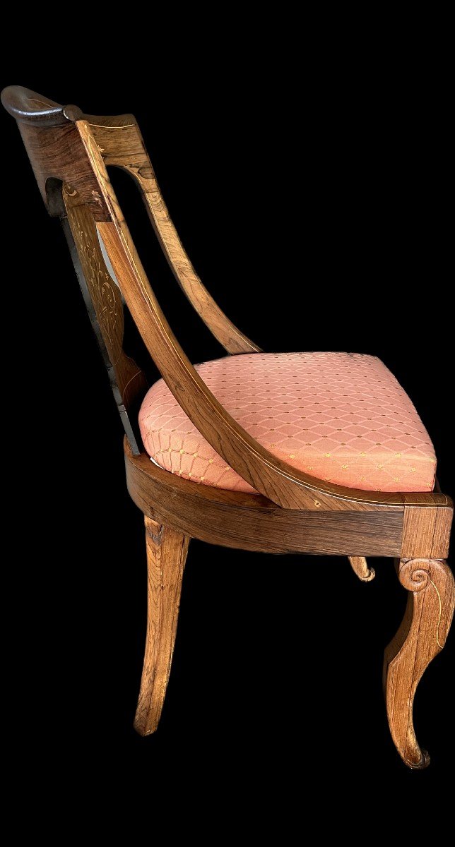 Suite de quatre chaises d'époque Charles X estampillées "MEUNIER" en palissandre.-photo-2