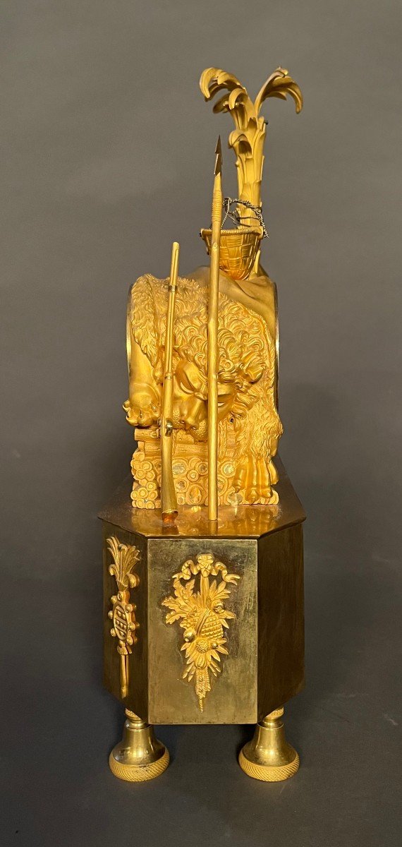 Pendule "Atala" en bronze doré et patiné d'époque Empire - Restauration - Charles X-photo-3