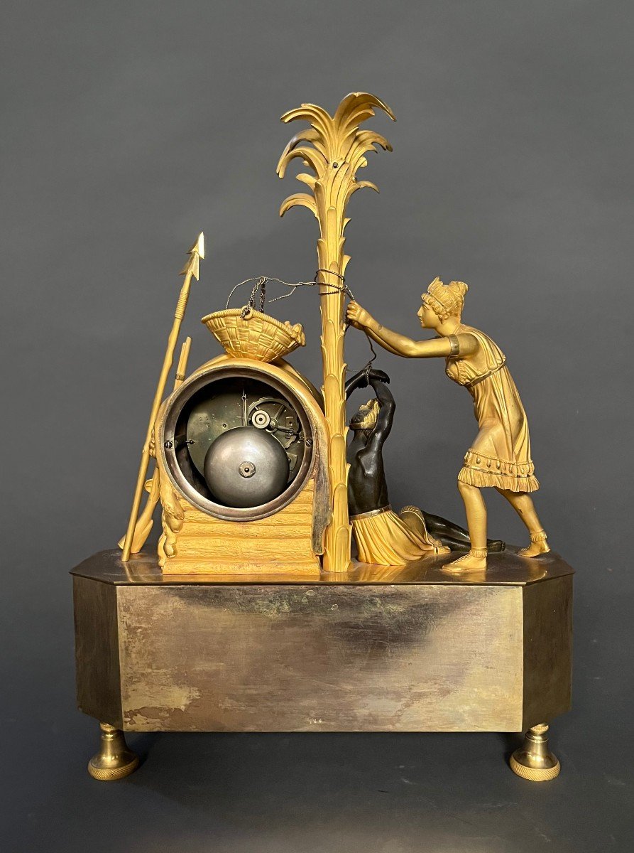 Pendule "Atala" en bronze doré et patiné d'époque Empire - Restauration - Charles X-photo-4