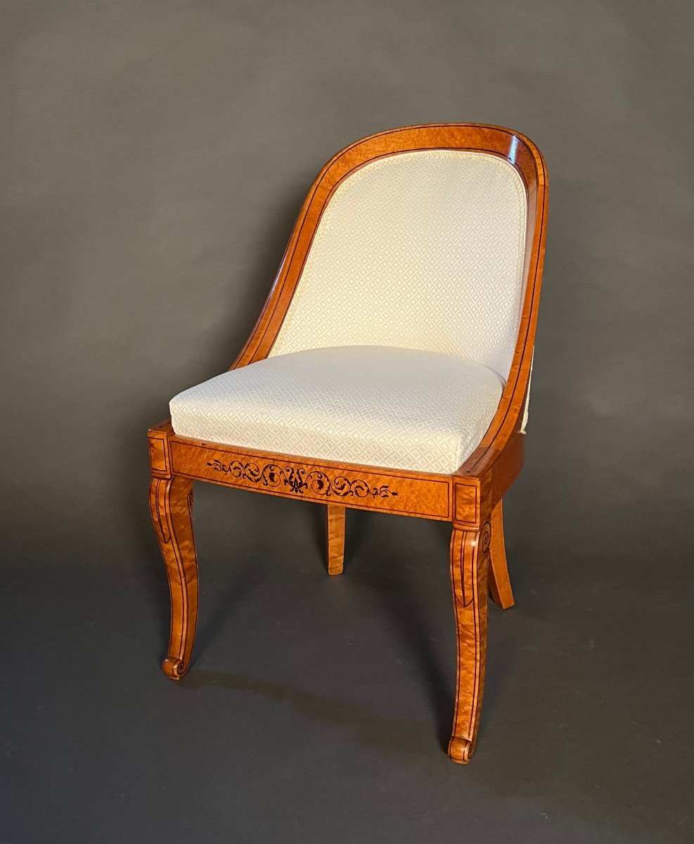 Set Of Four Gondola Chairs Stamped "jeanselme" From The Charles X Period In Maple-photo-2