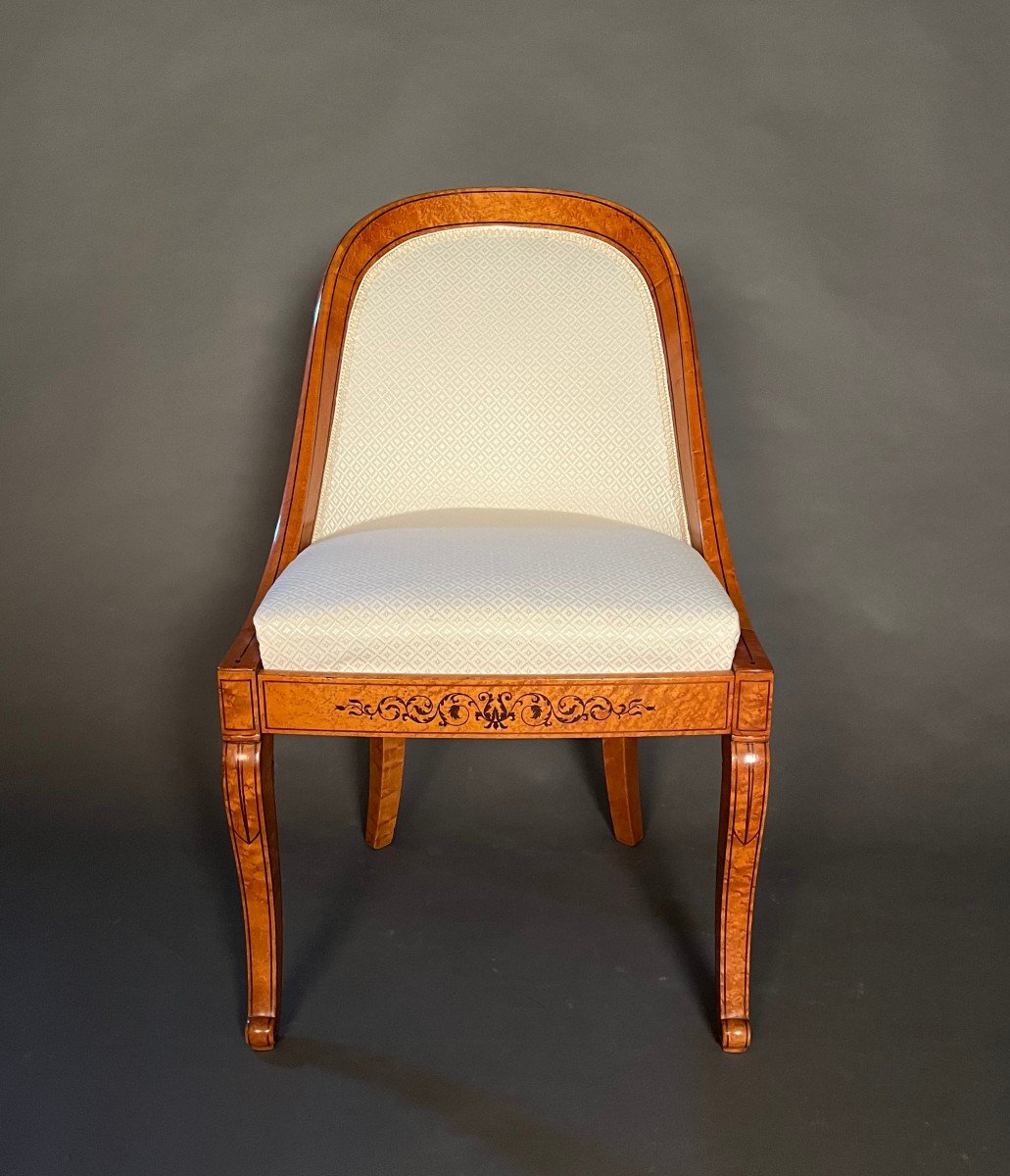 Set Of Four Gondola Chairs Stamped "jeanselme" From The Charles X Period In Maple-photo-3