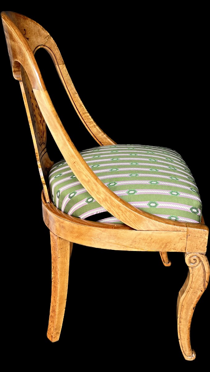 Charles X Period Gondola Chair In Speckled Maple-photo-1