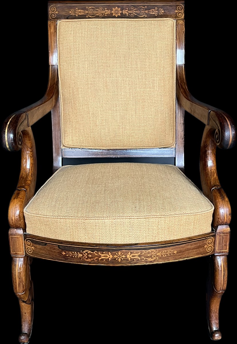 Pair Of Charles X Period Armchairs Stamped "jeanselme" In Rosewood-photo-4