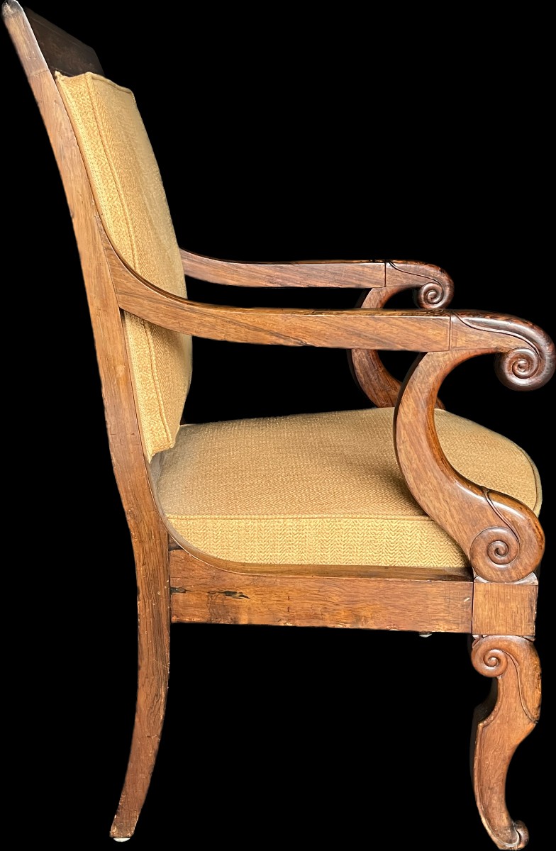 Pair Of Charles X Period Armchairs Stamped "jeanselme" In Rosewood-photo-1