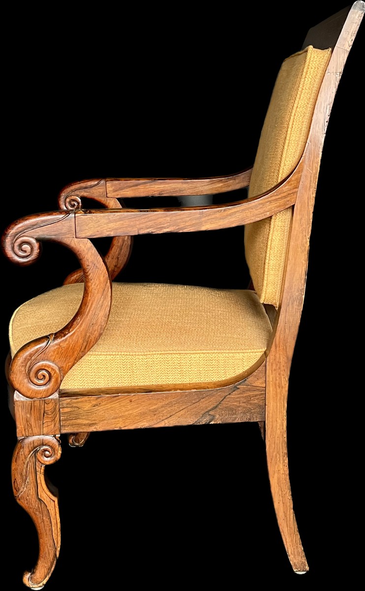 Pair Of Charles X Period Armchairs Stamped "jeanselme" In Rosewood-photo-3