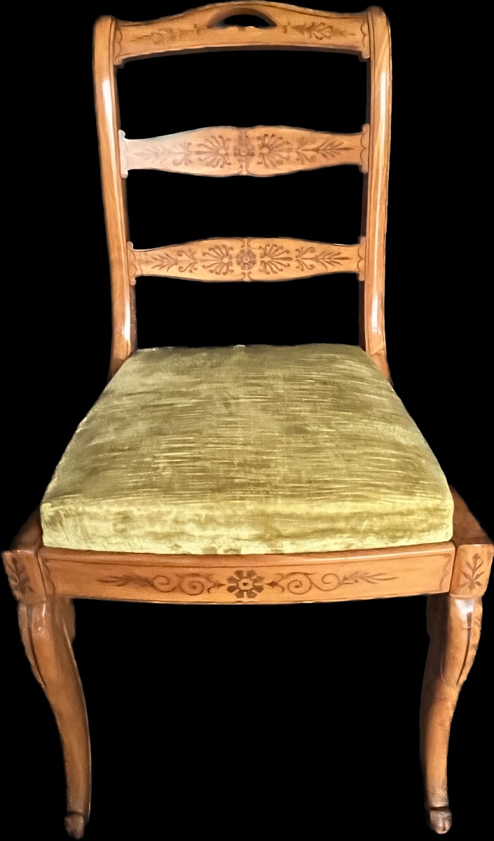 Chaise à barrettes d'époque Charles X en citronnier signée "TAN"-photo-2