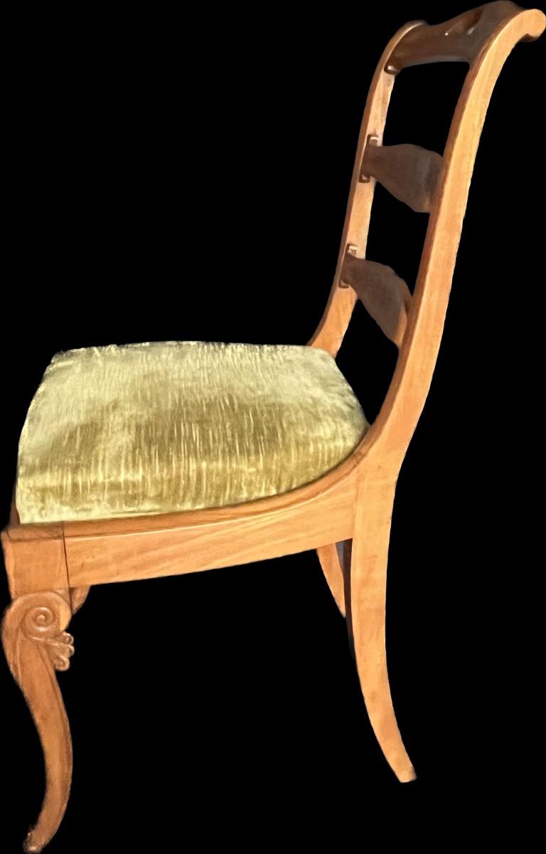 Chaise à barrettes d'époque Charles X en citronnier signée "TAN"-photo-3