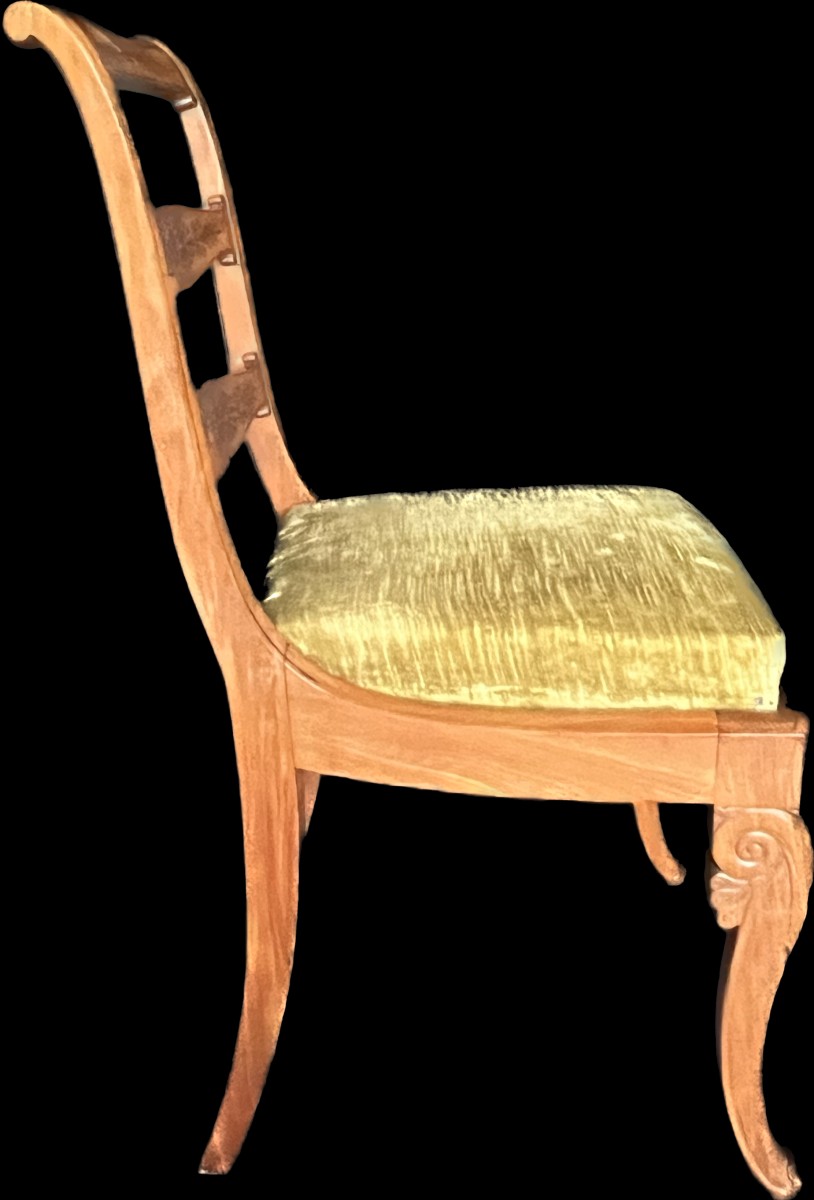 Chaise à barrettes d'époque Charles X en citronnier signée "TAN"-photo-1