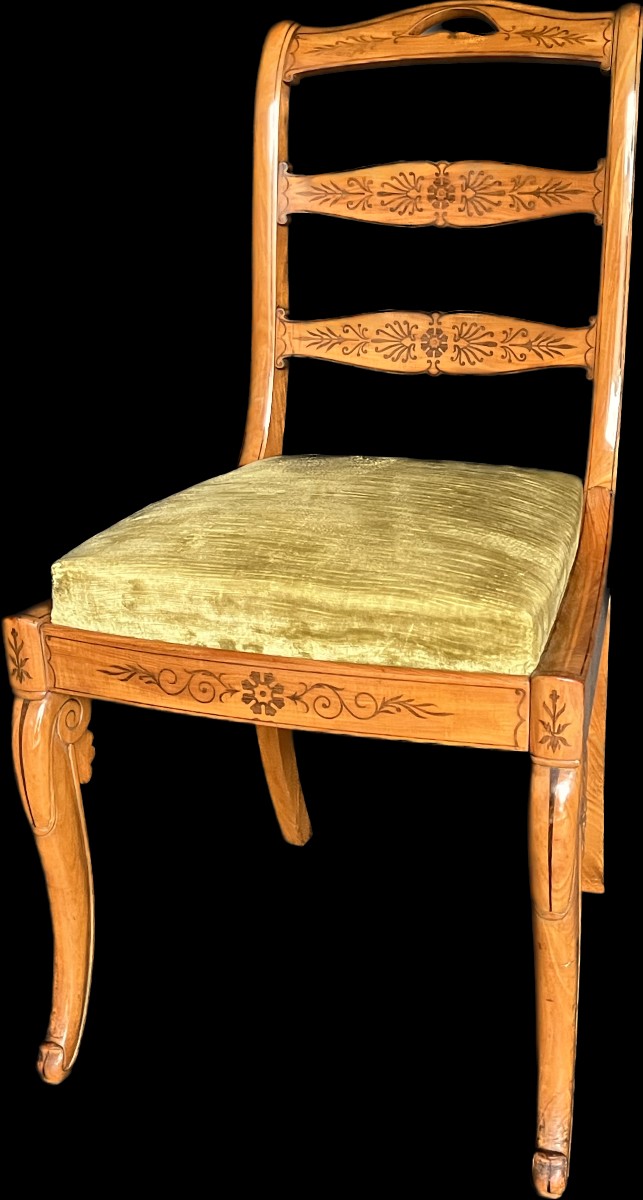 Chaise à barrettes d'époque Charles X en citronnier signée "TAN"