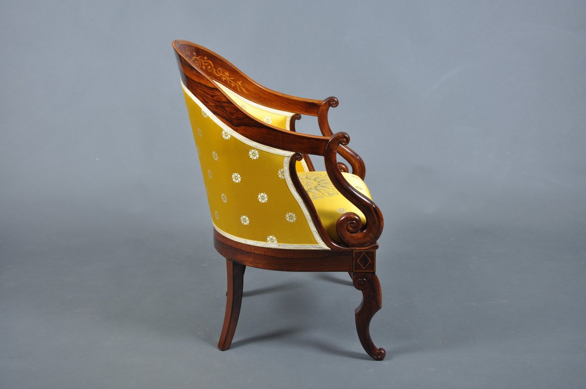 Armchair Gondola Vintage Charles X Rosewood.-photo-2