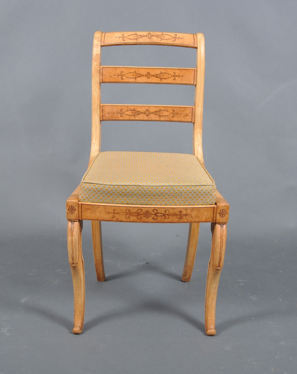 Suite de quatre chaises d'époque Charles X en frêne.-photo-2