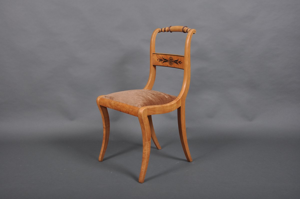 Suite Of Five Charles X Period Chairs By Jj Werner In Ash.-photo-2