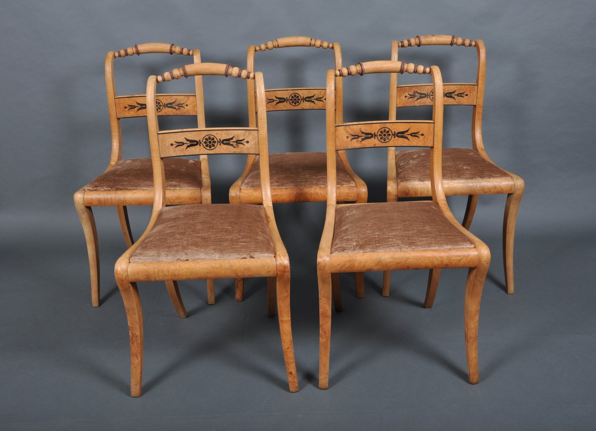 Suite Of Five Charles X Period Chairs By Jj Werner In Ash.