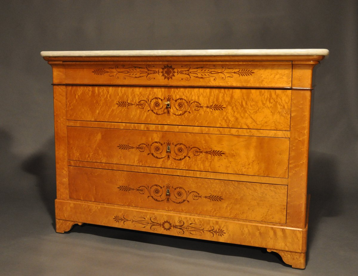 Charles X Period Commode In Speckled Maple