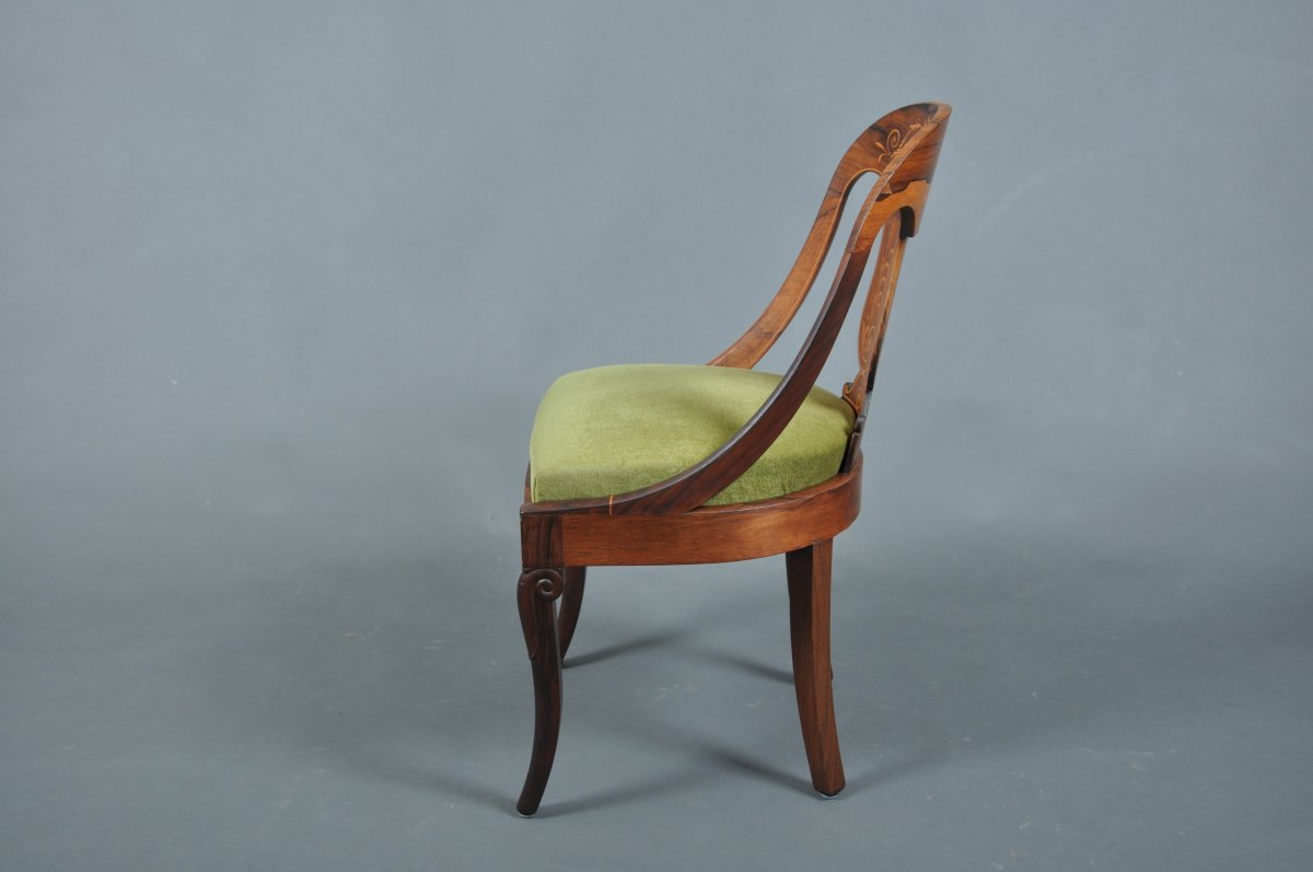 Pair Of Charles X Period Chairs In Rosewood Stamped Jeanselme.-photo-2