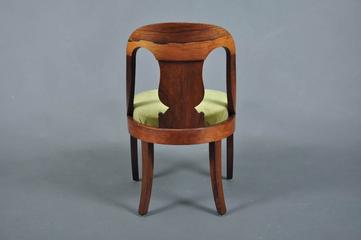 Pair Of Charles X Period Chairs In Rosewood Stamped Jeanselme.-photo-3