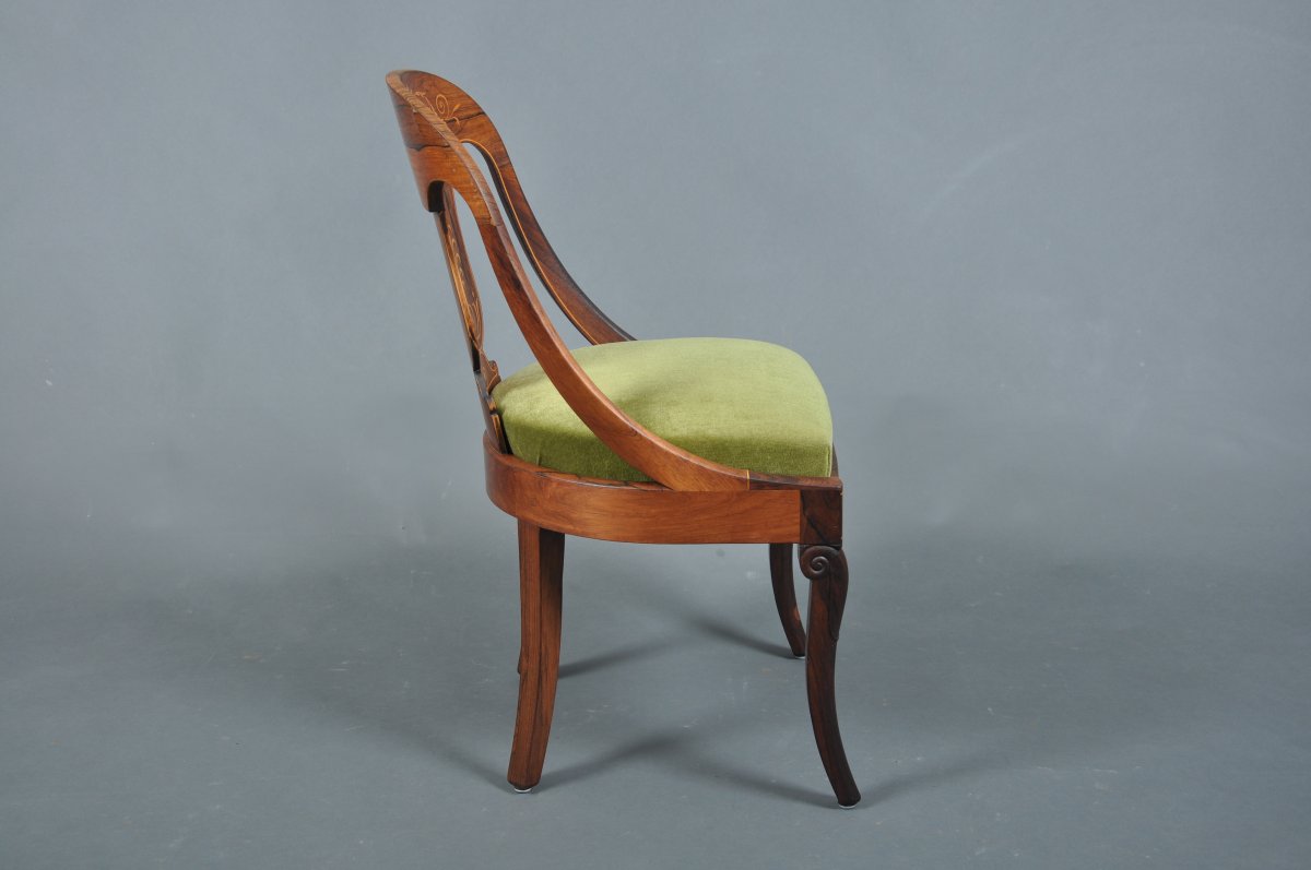 Pair Of Charles X Period Chairs In Rosewood Stamped Jeanselme.-photo-4