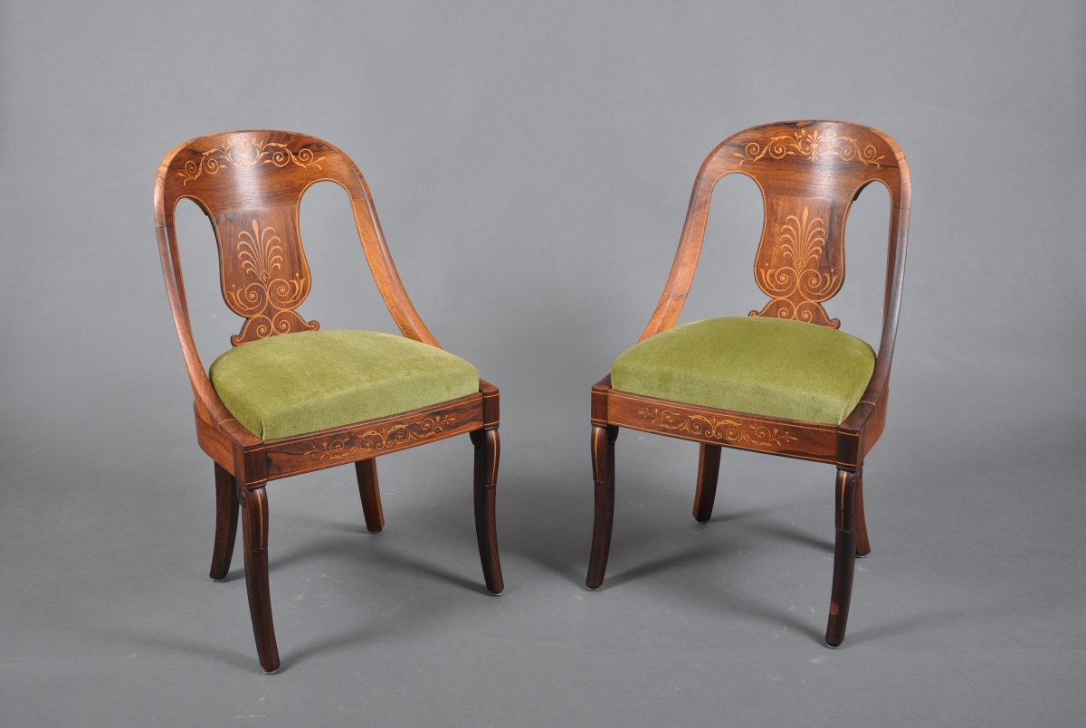 Paire de chaises d'époque Charles X en palissandre estampillées "J.F." (JEANSELME FRERES)