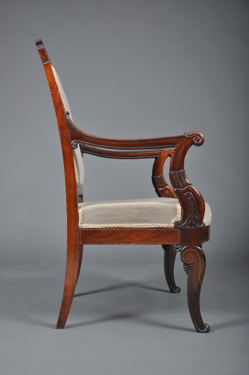 Charles X - Louis-philippe Period Armchair In Rosewood.-photo-1