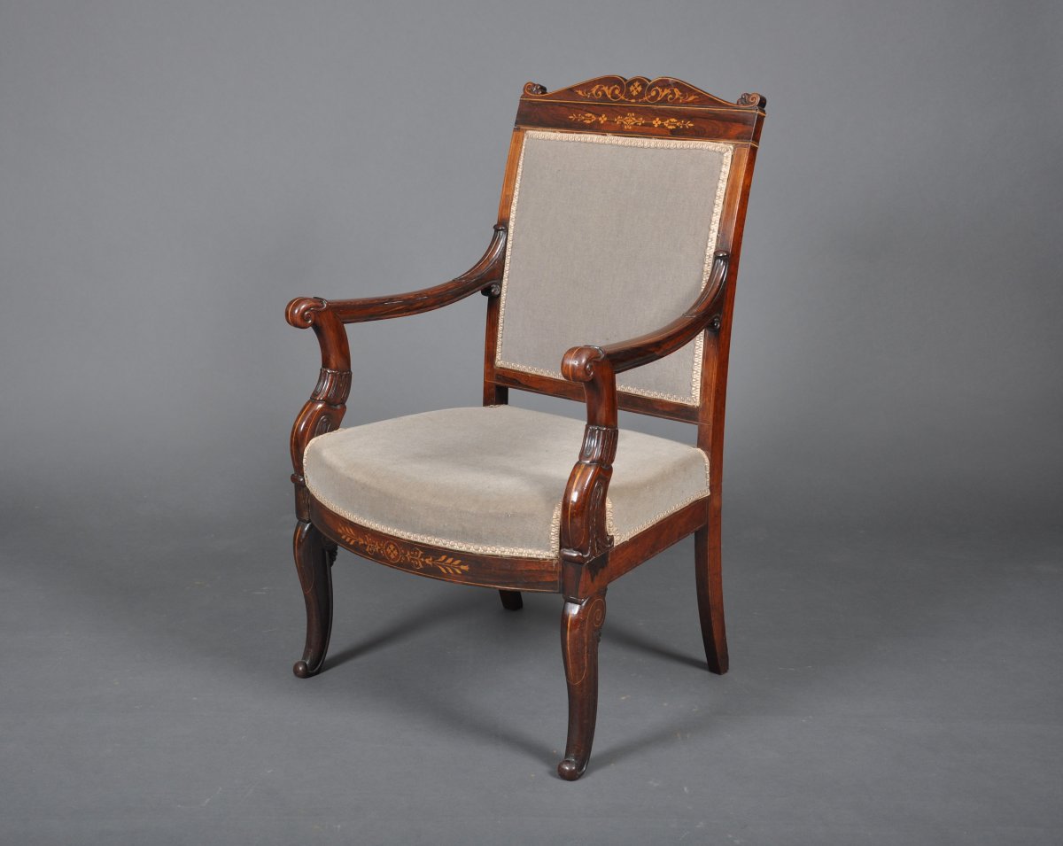 Charles X - Louis-philippe Period Armchair In Rosewood.