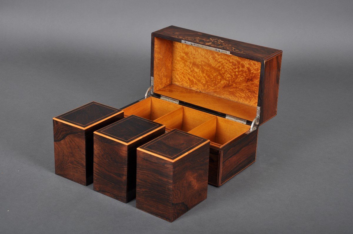 Charles X - Louis-philippe Period Tea Box In Rosewood.-photo-3