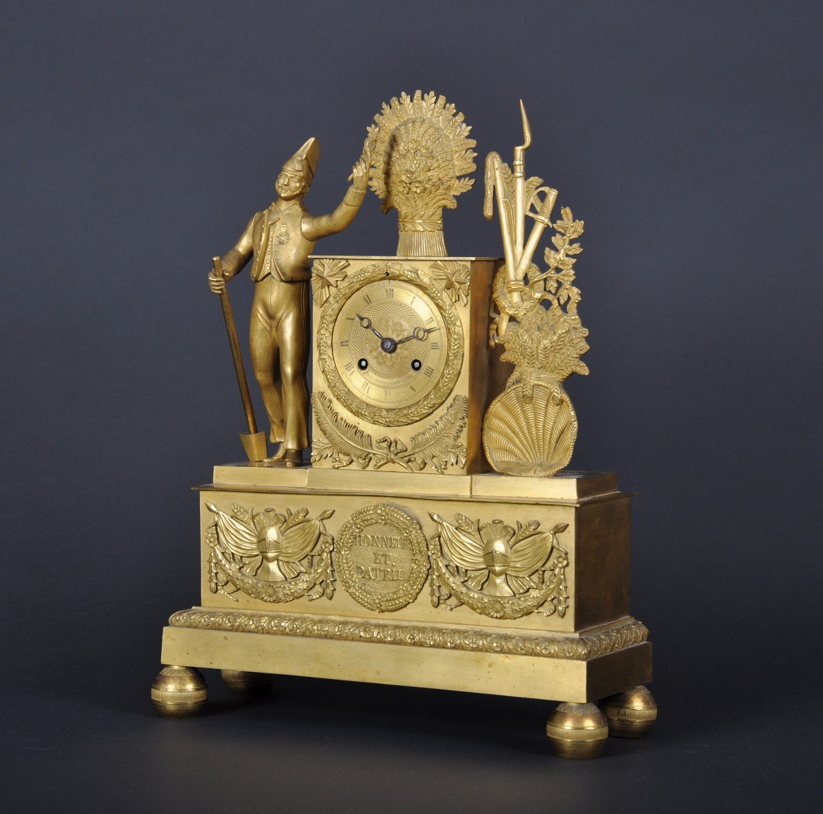 Pendule d'époque Empire - Restauration en bronze doré-photo-2